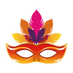 Poster - colorful carnival mask with feathers icon