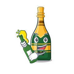 Sticker - With beer champagne bottle in the cartoon shape