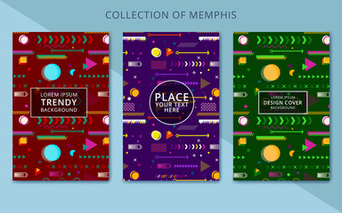 Wall Mural - Set of trendy geometric elements memphis cards