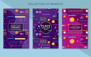 Wall Mural - Set of trendy geometric elements memphis cards