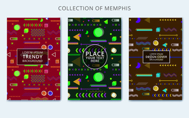 Wall Mural - Set of trendy geometric elements memphis cards