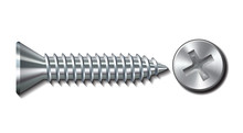 Bolt Screw Metal Pin With Head Slot And Side View
