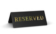 Black reserved sign isolated on white. Clipping path included