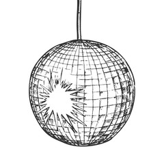 Wall Mural - disco ball night club equipment monochrome vector. elegance mirror disco globe with bright effect en