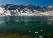 ice blocks on half frozen lake on Lais da Macun
