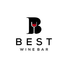 Illustration modern wine glass letter B sign logo design