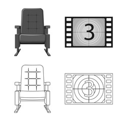 Wall Mural - Vector design of television and filming icon. Set of television and viewing stock symbol for web.