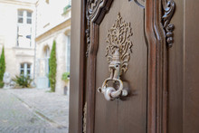 Open Entrance Wood Door Knocker In Beautiful City Center French Luxury House Bordeaux