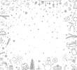 © mikabesfamilnaya - Hand drawn christmas elements. Abstract holiday signs and shapes. Sketchy background with different elements. Black and white illustration