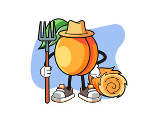 Apricots farmer mascot design vector. Cartoon character illustration for business, t shirt, sticker.