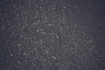 Black soil. Top view. Background. Texture.