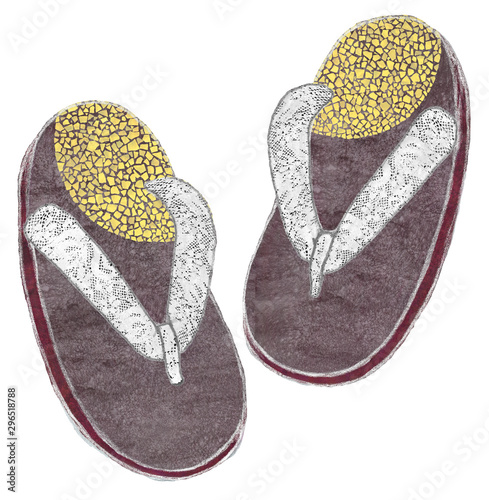 草履のイラスト 和風雑貨 黒い夜空と月模様 Ilustracion De Stock Adobe Stock