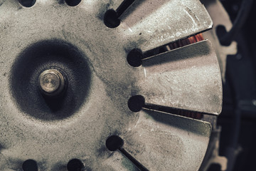Poster - Close up old  electric motor impeller on a dark background. Macro view.