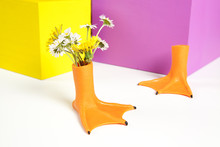 Geometric Coloured Cubes Duck Legs And Flowers