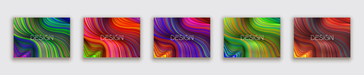 Wall Mural - Fashion poster million thin lines luxury design. Liquid wave lines fashion background. Beautiful flowing drape textiles from many thin fibers. Vector illustration vogue drape banner EPS10 set