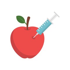 Poster - Dna modify red apple icon. Flat illustration of dna modify red apple vector icon for web design