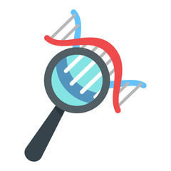 Poster - Dna under magnify glass icon. Flat illustration of dna under magnify glass vector icon for web design