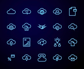 Poster - Set of cloud vector line icon. It contains symbols to upload, download, link and more. Editable Stroke. 32x32 pixels.