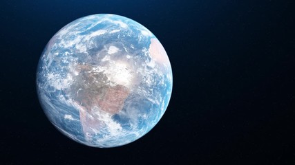 Poster - Animation of rotation of Earth and transition of day and night. Animation. Beautiful rotation of earth with transition of day and night to background of stars