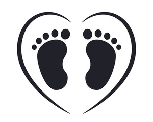 Wall Mural - Baby foot step heart icon