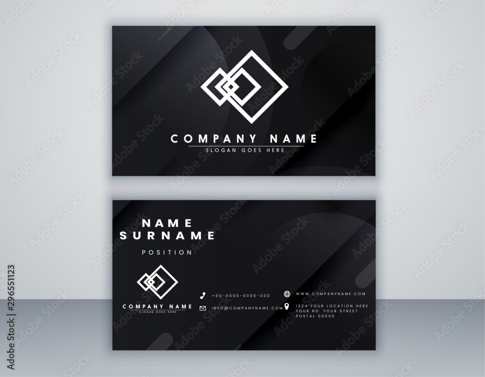 Business card template. modern design with black color and grey color ...