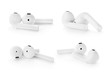 © New Africa - Set of modern wireless earphones on white background