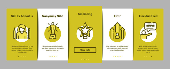 Poster - Human Talent Onboarding Mobile App Page Screen Vector Thin Line. Idea And Target, Diamond And Star, Signer, Speaker And Actor Talent Concept Linear Pictograms. Contour Illustrations