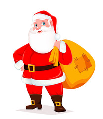 Sticker - Cute Santa holding big sack with presents