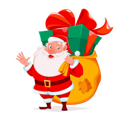 Sticker - Merry Christmas. Cheerful Santa Claus