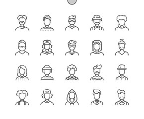 Poster - Man avatar Well-crafted Pixel Perfect Vector Thin Line Icons 30 2x Grid for Web Graphics and Apps. Simple Minimal Pictogram