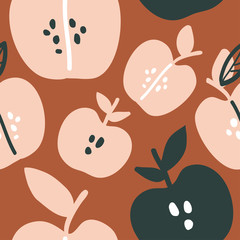 Vector doodle apple seamless pattern