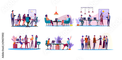 Fotomural Corporate discussion illustration set