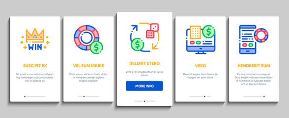 Poster - Betting And Gambling Onboarding Mobile App Page Screen Vector Thin Line. Basketball And Baseball, Hockey And Boxing, Horse Racing And Card Game Betting Concept . Illustrations
