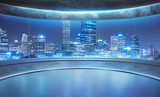 Empty unfurnished futuristic round shape interior design room