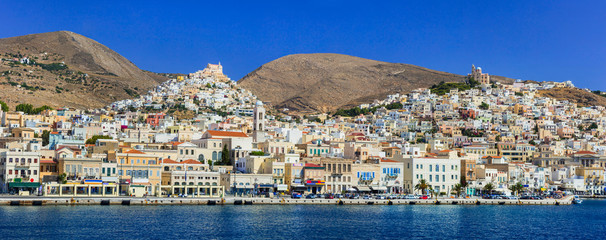 Wall Mural - beautiful islands of Greece - Syros, view of Ermoupoli city. Cyclades