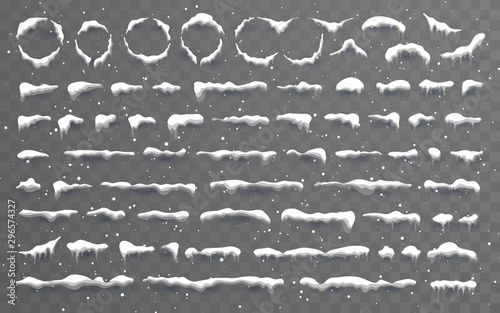 Fotomural Snow caps, snowballs and snowdrifts set