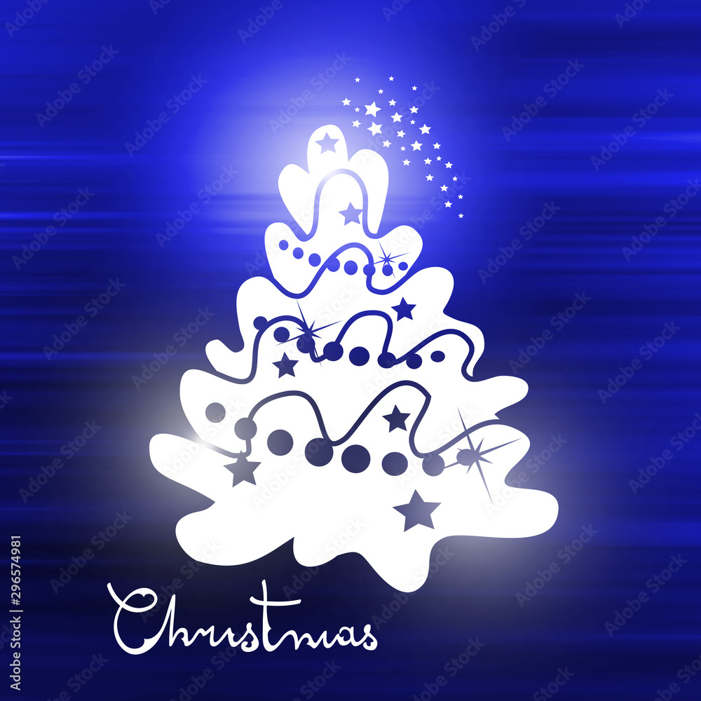 Christmas background with Christmas tree and with shining stars. Holiday bright  background. Stock Illustration | Adobe Stock, image size:1000x1000