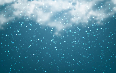 Wall Mural - Snow with snowflakes and clouds on transparent background. Falling snow effect. Christmas snow. Snowfall. Vector illustration