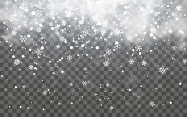 Wall Mural - snow with snowflakes and clouds on transparent background. falling snow effect. christmas snow. snow