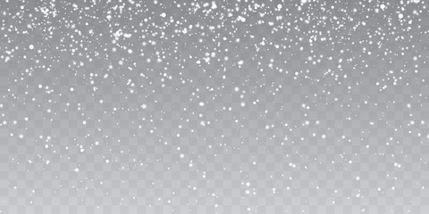 Wall Mural - Christmas snow. Falling snowflakes on transparent background. Snowfall. Vector illustration