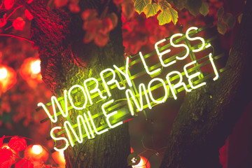 Smile more worry less neon lights