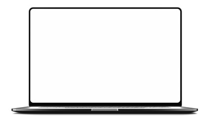 Laptop frameless with blank screen isolated on white background - super high detailed photorealistic