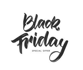 Wall Mural - handwritten modern brush calligraphic type lettering of black friday on white background