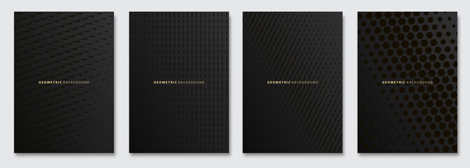 Vector abstract background, creative subtle halftone patterns, geometric gradient texture. Deluxe Minimal pattern design. Dark colors. Modern Cover templates set.