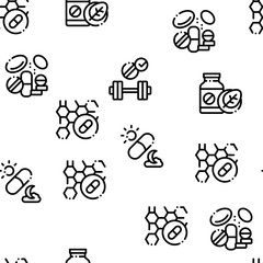 Poster - Supplements Seamless Pattern Vector Sport Contour Illustrations