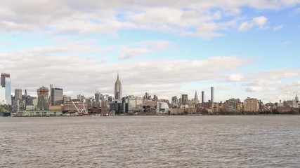 Sticker - Time Lapse of Manhattan panorama from Midtown to Downtown. View from Hoboken side, NJ