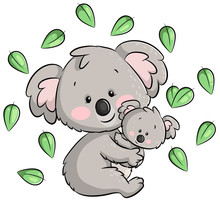Niedlicher Koala Mit Baby - Vektor-Illustration