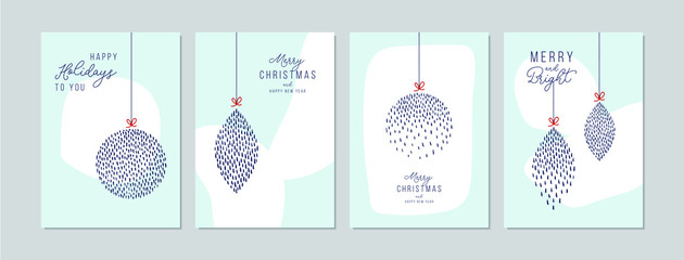 Wall Mural - Merry Christmas cards set with hand drawn elements. Doodles and sketches vector Christmas illustrations, DIN A6.