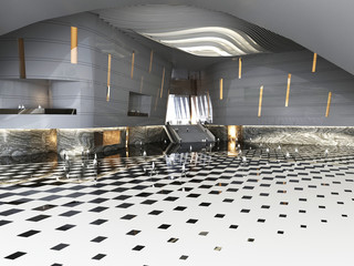 Wall Mural - 3d render of luxury building entrance hall