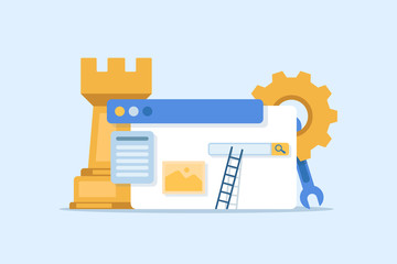 Fototapete - Seo optimization modern flat design,Conceptual web seo illustration